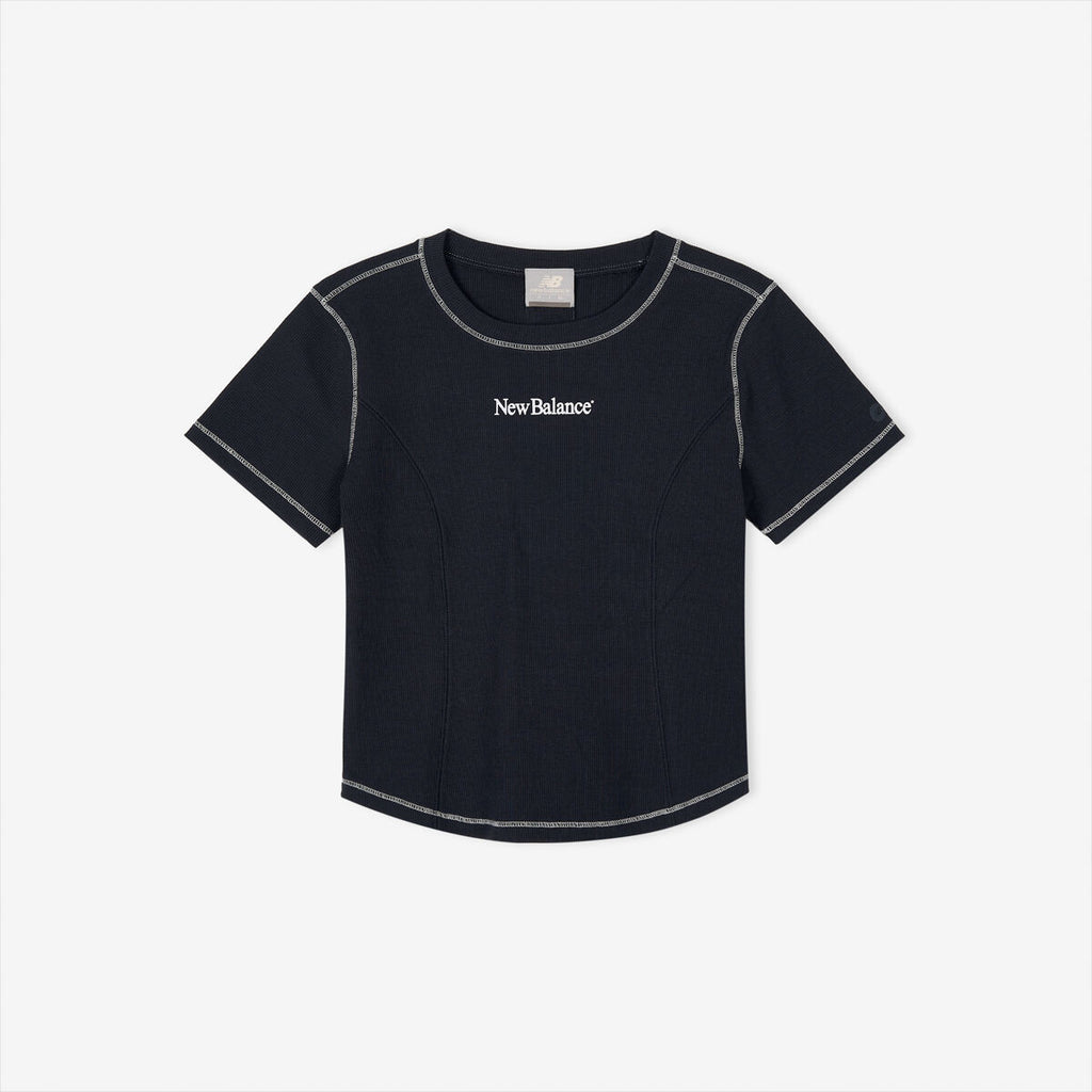 NEW BALANCE NBNEG3W652 / WOMEN Essential Ribbed Short Sleeve T-Shirt (NAVY)
