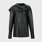 YCH DRAPE NECK DETAIL BLOUSE BLACK (W24BL4022BK)