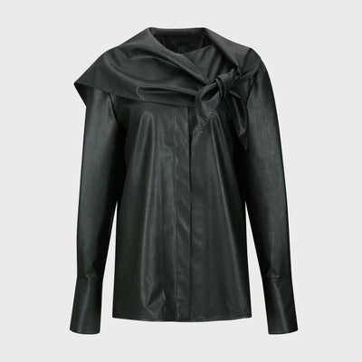 DRAPE NECK DETAIL BLOUSE BLACK (W24BL4022BK)