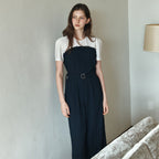 SATIN SATIN Jumpsuit Frill Bustier Layered Belt