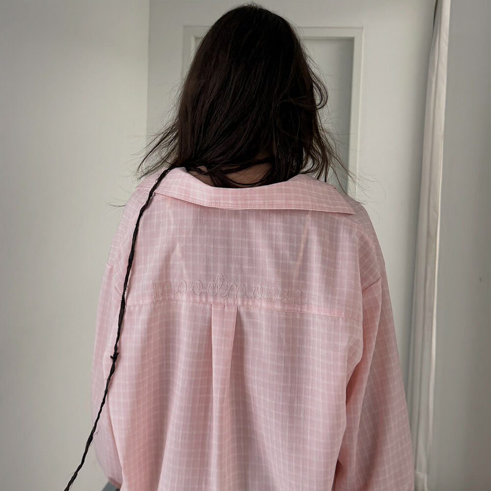 MOODMOOSE ROMANCE POCKET SHIRT PINK CHECK [MMSU1SH15PK]