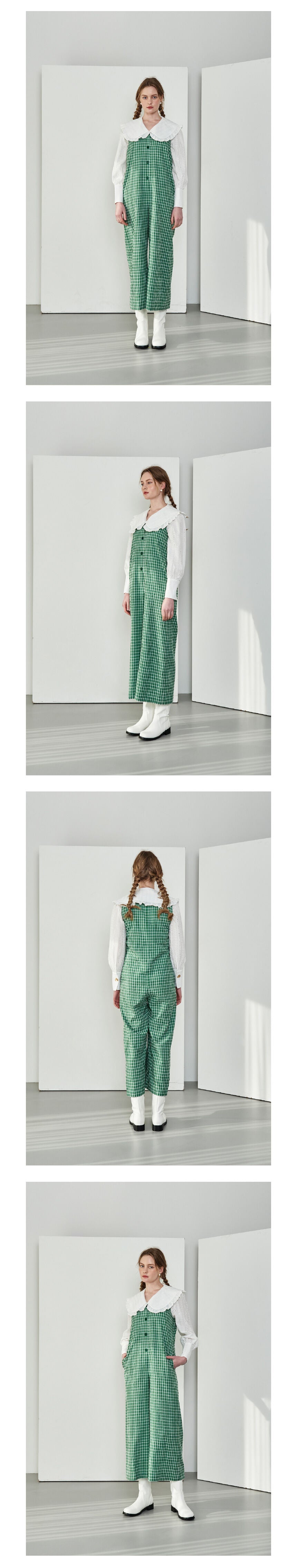 MAKEATOAST V-NECK CHECK JUMP SUIT GREEN MTBBSJS00252