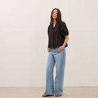 KELLY DONAHUE Frill jacquard V blouse