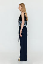 EENK EENK WETTE Double-Belted Wide Pants - Navy