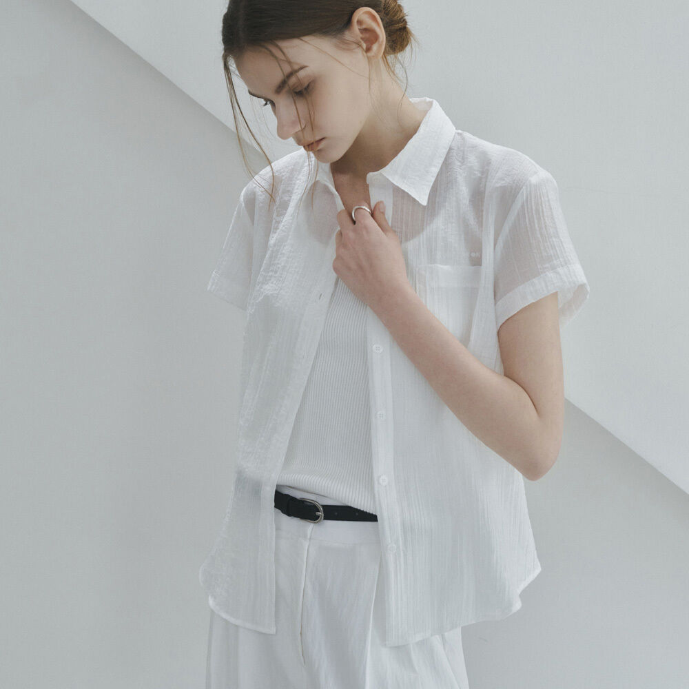 NONANDNON See-through short-sleeved shirt_NHSH6453
