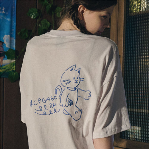CPGN ABC CAT embroidery short sleeve t-shirt white