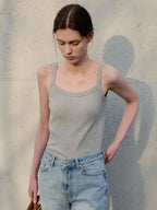 MOMET Nikki punching cotton tank top melange