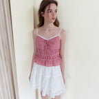 ETMON Smocked Cami Blouse, Red