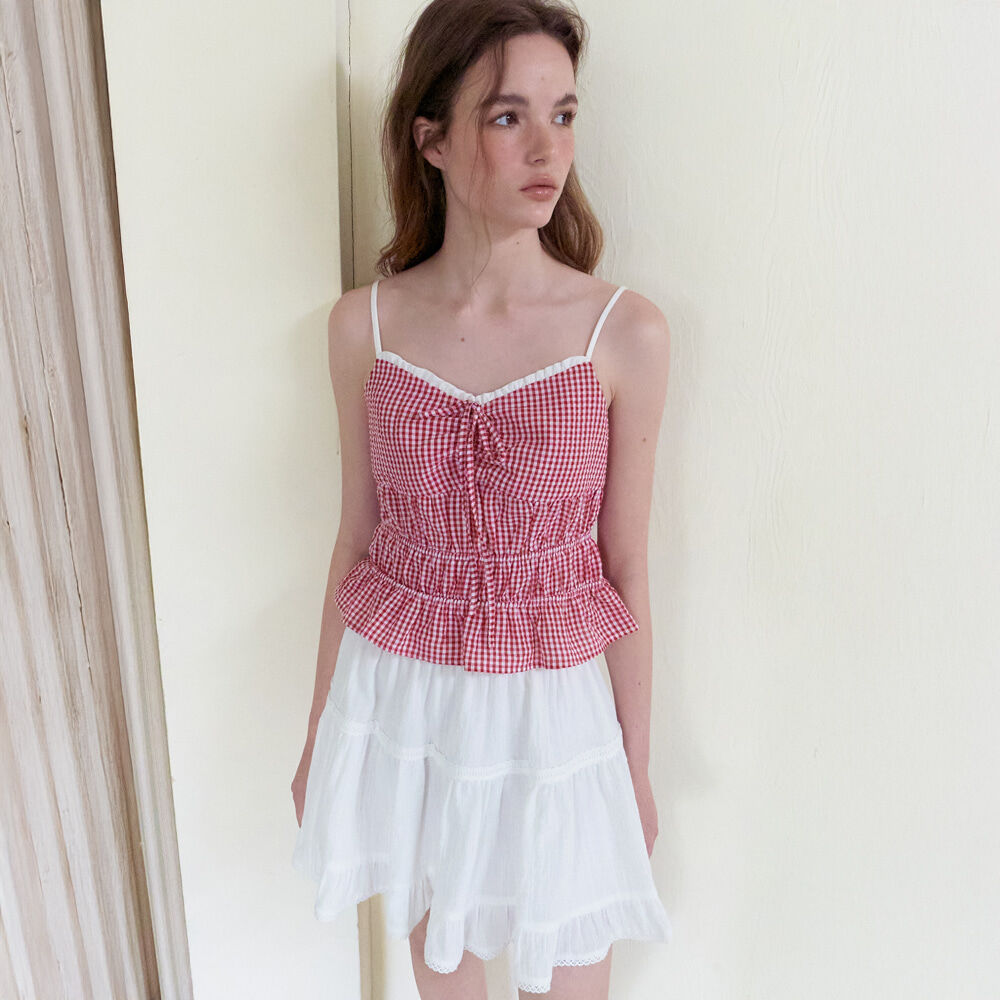ETMON Smocked Cami Blouse, Red