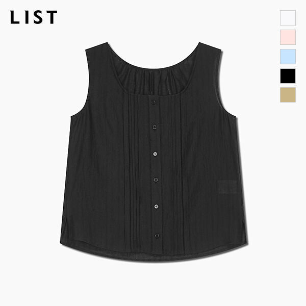 LIST Sheer pin tuck button sleeveless blouse_TWWBLQ62220