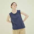 CHIQUITA 8th_Cotton basic sleeveless t-shirt navy 242606SNV (domestic production)