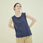 CHIQUITA 8th_Cotton basic sleeveless t-shirt navy 242606SNV (domestic production)