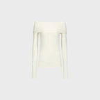 YCH RIPPED OFF-SHOULDER TOP IVORY (F24TO9091IV)