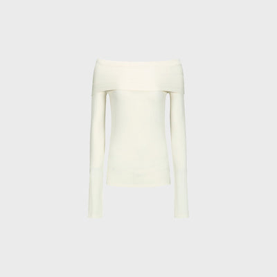 RIPPED OFF-SHOULDER TOP IVORY (F24TO9091IV)