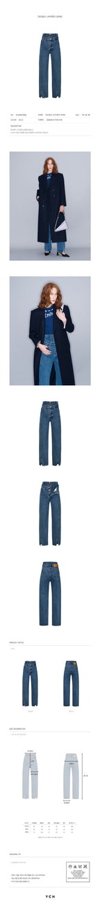 YCH DOUBLE LAYERED JEANS BLUE (W23DB709BL)