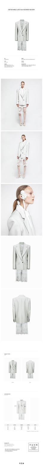 YCH DETACHABLE LACE SILK-BLENDED BLAZER GREY (R25JK2061GY)