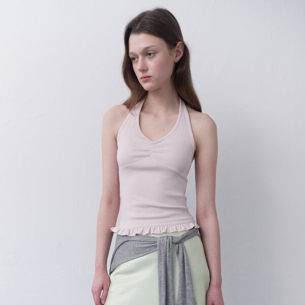 rolarola HALTER FRILL TOP PINK