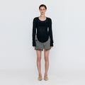EENK WENETA Asymmetric Front Denim Mini Skirt - Khaki Blue