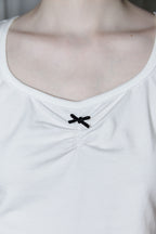 SINOON Round Shirring T-Shirt (White)