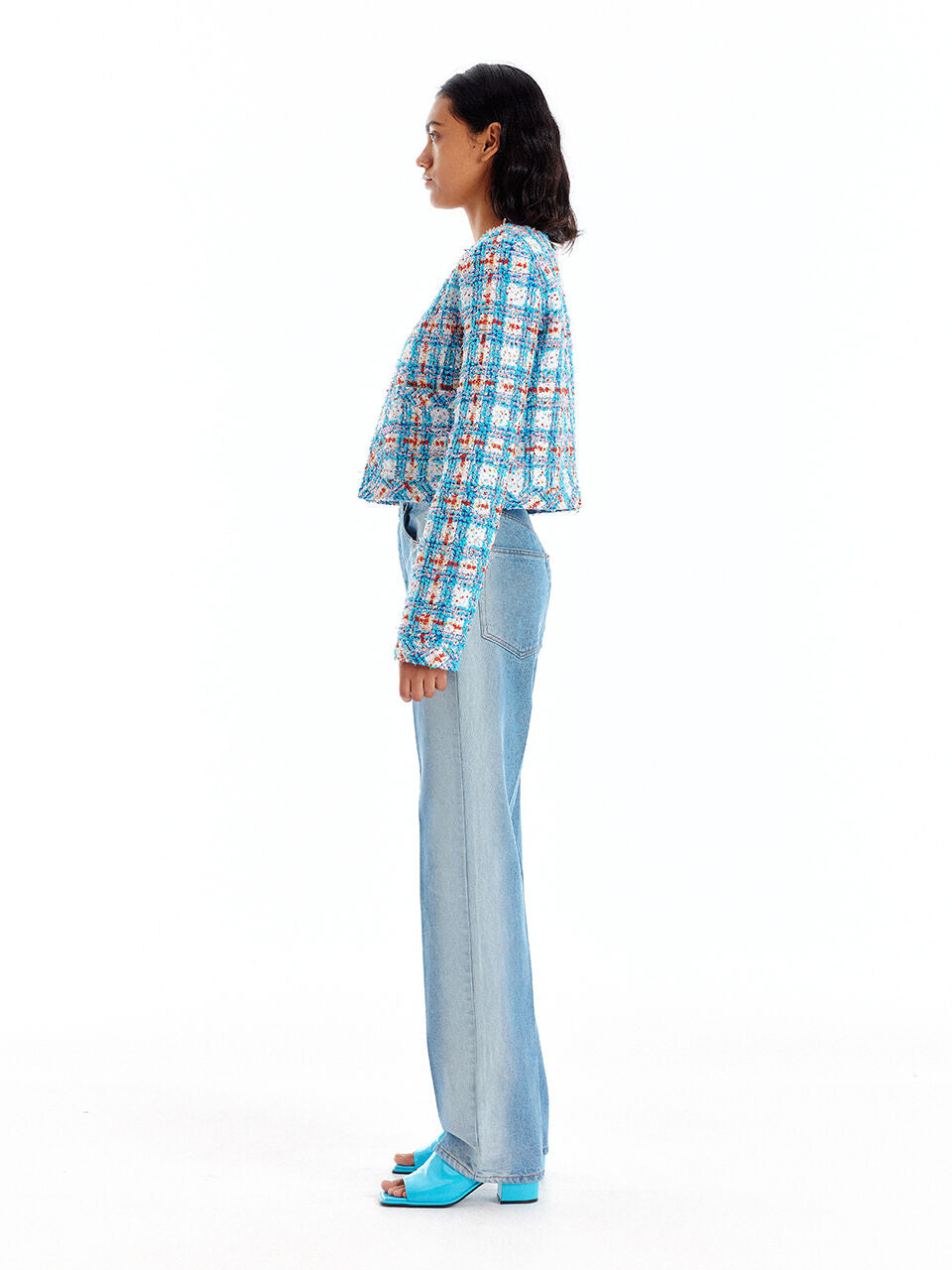 EENK UNEVA Asymmetric Front Denim Pants - Denim Blue