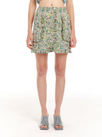 EENK UTO Frilled Mini Skirt - Green/Yellow Multi