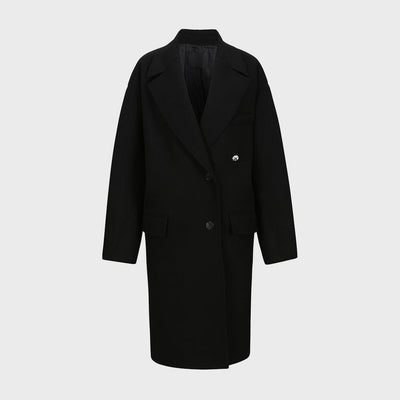 SINGLE-BREASTED WOOL-BLEND COAT BLACK (W23OT012BK)