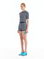 EENK EENK ULTRIX Gingham Knit Shorts - Ivory/Navy