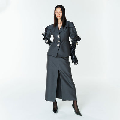 LAYERED SAILOR-COLLAR JACKET GREY (F23JK114GY)