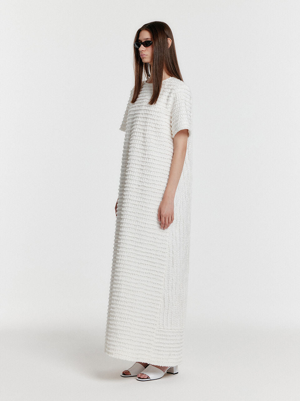 EENK YULIZABETH Short Sleeve Maxi Dress - White