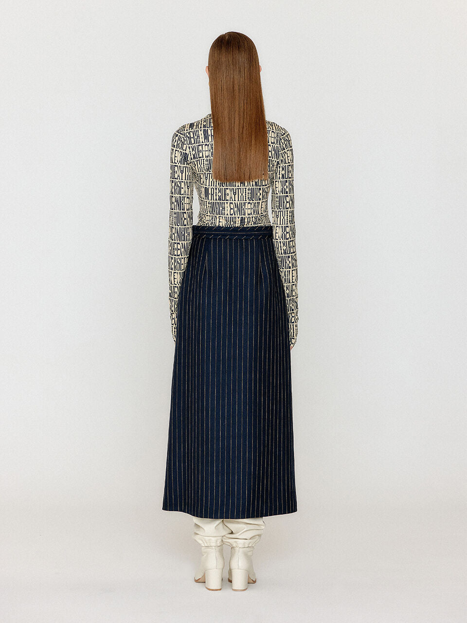EENK EENK VOL Pattern Turtleneck Top - Ivory/Black