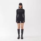 白RO(BAEKRO) BOTH SIDES BODY-CON BODYSUIT - BLACK