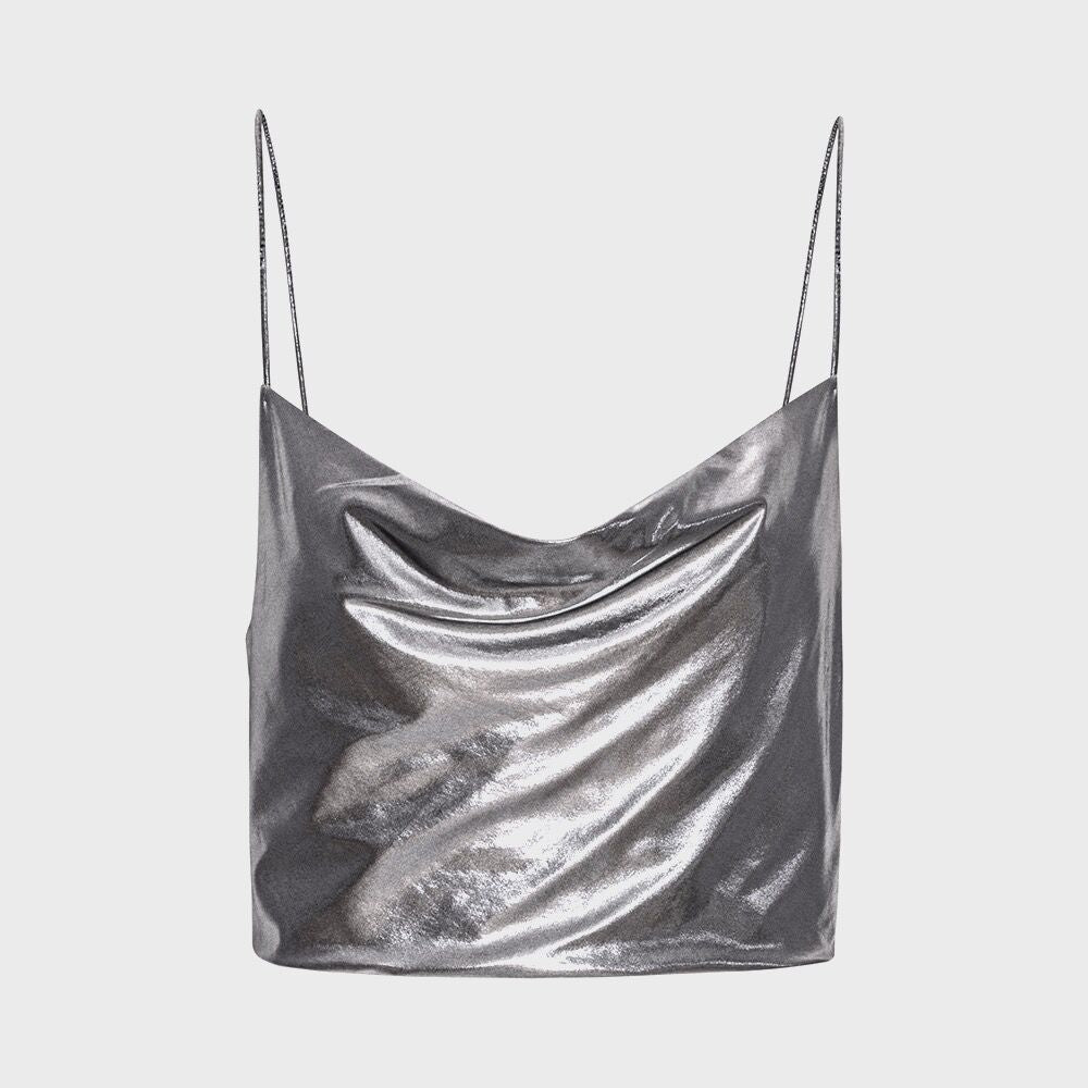 ROTATE ROTATE Metallic Crop Top Silver