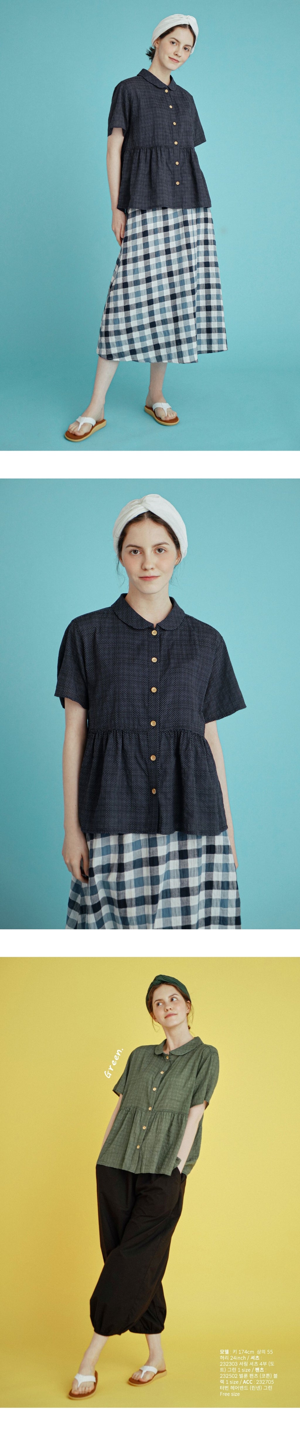 CHIQUITA 16th_Summer Dot Shirring Shirt Navy 232303ONV (domestic production)