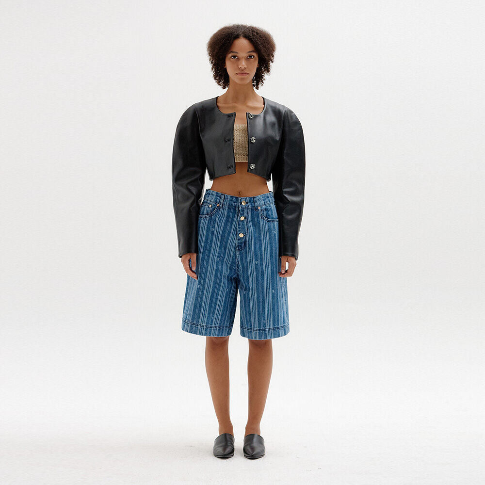EENK SICO Denim Bermuda Shorts - Blue Stripe