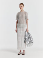 EENK YIZNY Panelled Lace Knit Long Skirt - White