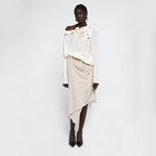 YCH ASYMMETRIC DRAPED SKIRT BEIGE (R25SK6081BE)