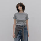HUNCH Ribbed Incision Slim Tee (3color)