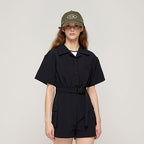 CARGOBROS CARGOBROS Buckle Cargo Shorts Jumpsuit (Black)