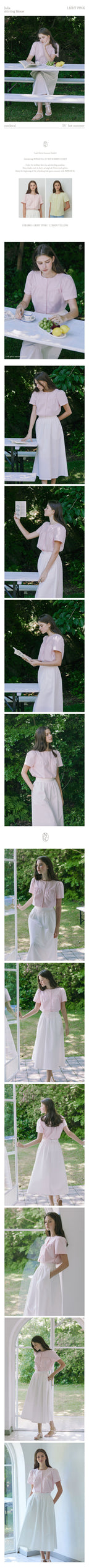 NONLOCAL Julia Shirring Blouse - Light Pink