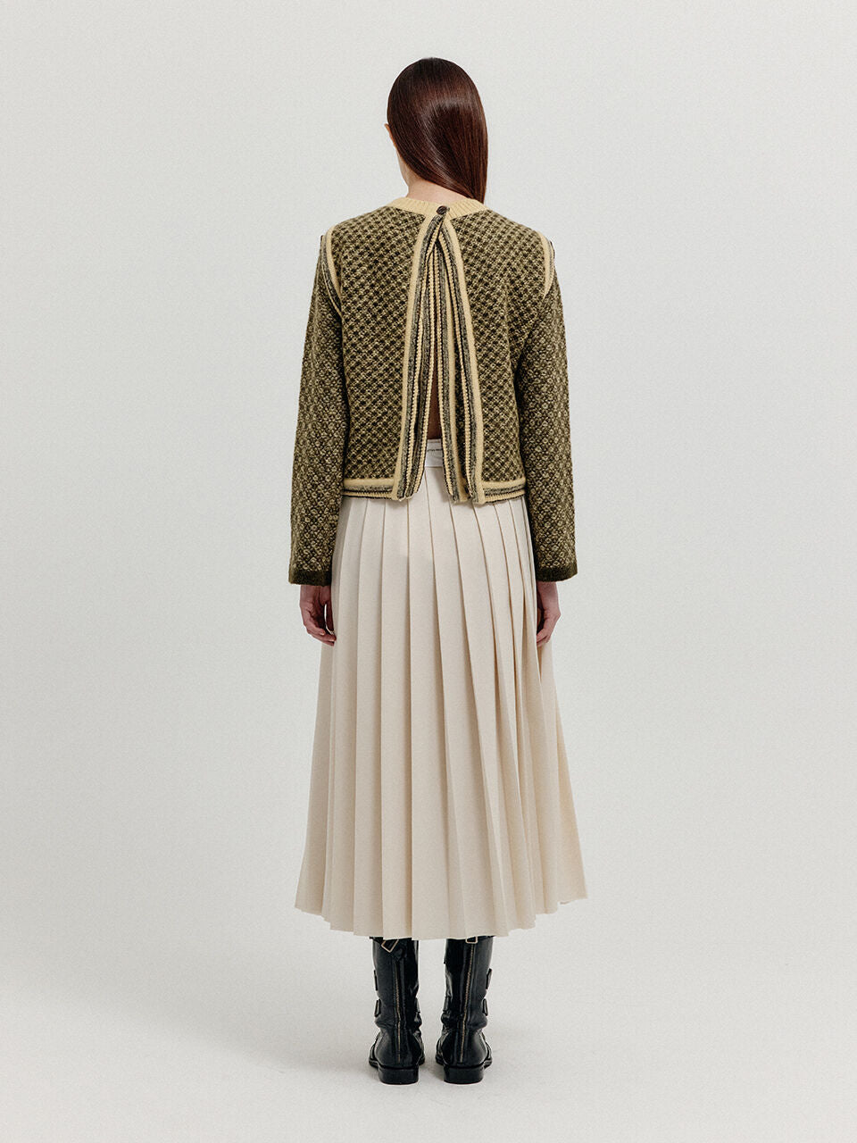 EENK EENK XITA Jacquard Knit Vest - Khaki/Yellow
