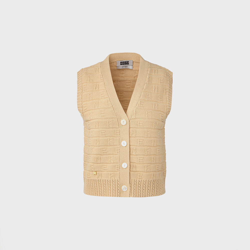 EENK Logo Jacquard Knit Vest - Beige