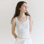 rolarola NUBASIC BUTTON SLEEVELESS WHITE