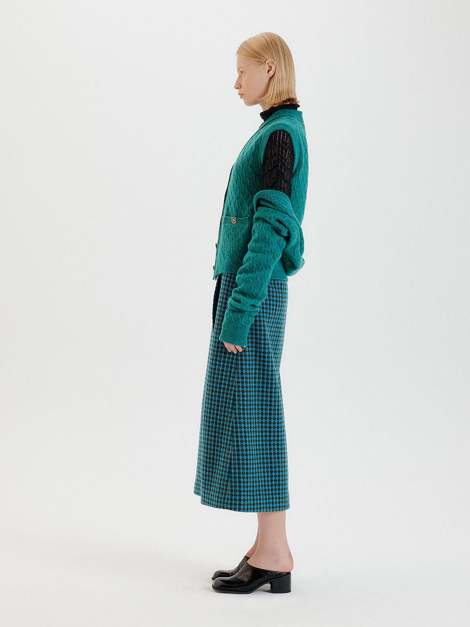 EENK EENK Knitwear Bolero & Vest Set - Green