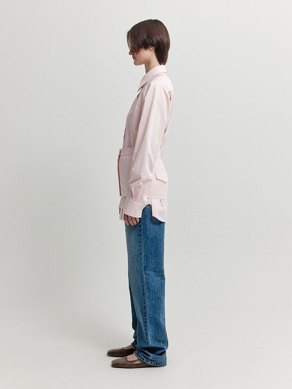 EENK XIRT Oversized Shirt with Skirt Belt - Light Pink