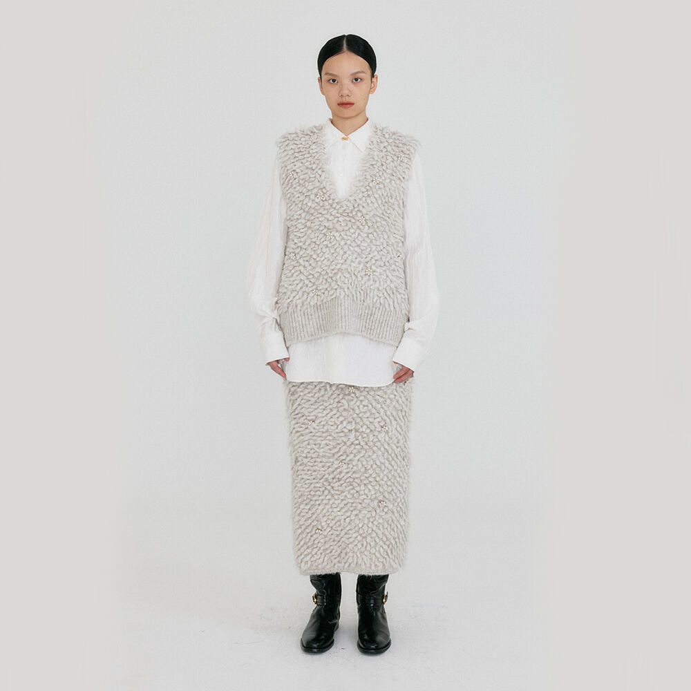 EENK ZIJEL Straight Knitted Skirt - Grey