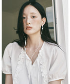 ROIROI Frill Ribbon Short Sleeve Blouse - White