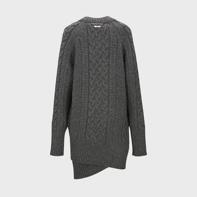 CABLE-KNIT DRESS MELANGE GREY (W23KT803MG)