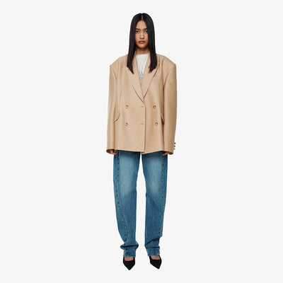 DOUBLE-BREASTED WOOL-BLEND JACKET BEIGE (F24JK1031BE)