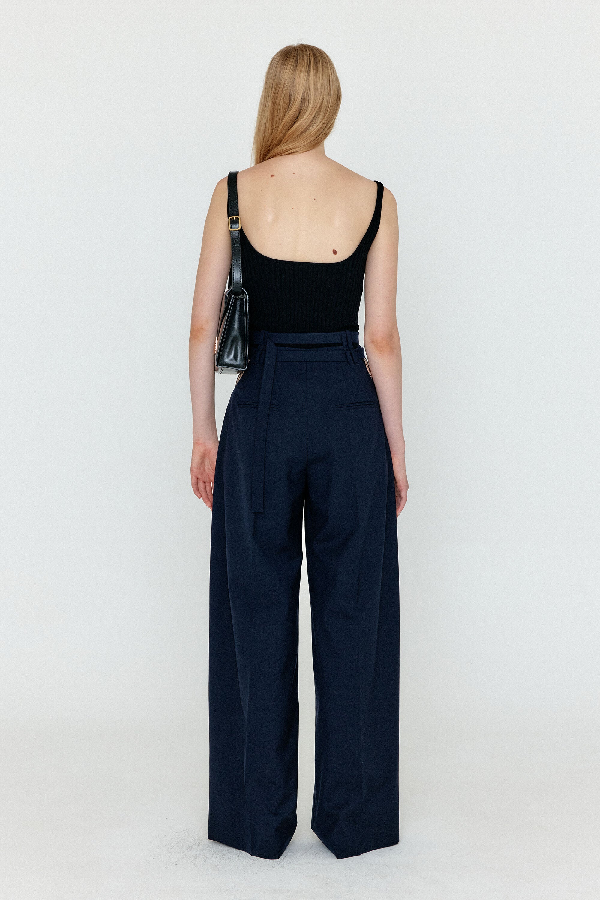EENK EENK WETTE Double-Belted Wide Pants - Navy