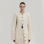 EENK ZACQI Round Neck Long Jacket - Cream
